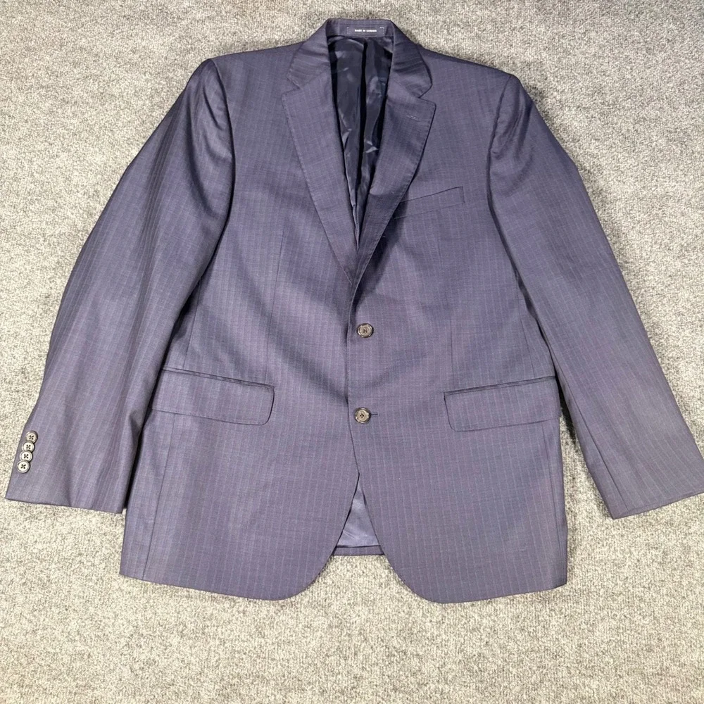 Cremieux Loro Piana Super 130s Wool Blazer Sport Coat 43R Navy Pinstripe Mens